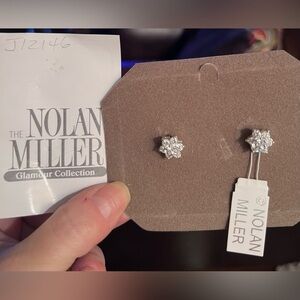 Nolan Miller Glamour Collection Silver sparkling Stud Earrings